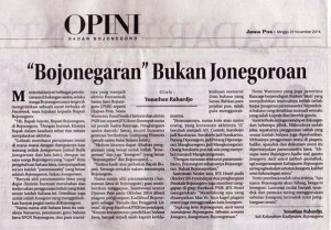 “Bojonegaran” Bukan Jonegoroan