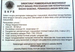 Rekrutmen Fasilitator Desa Tangguh 2015