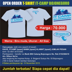 Pemesanan Kaos IT Camp Bojonegoro