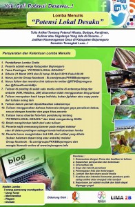 Ikuti Lomba Menulis Potensi Lokal Desaku