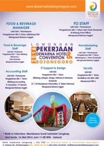 Lowongan Kerja Dewarna Hotel Bojonegoro